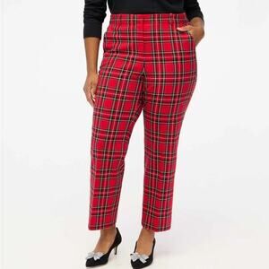 J.Crew Factory Kallie Red Tartan Plaid Straight-Leg Pants